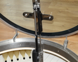 Circular glass door motor and gas strut detail